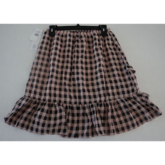 Cosmo Dress the Population Women's Sz L Black/Powder Gingham Plaid Esme Skirt - Picture 2 of 4